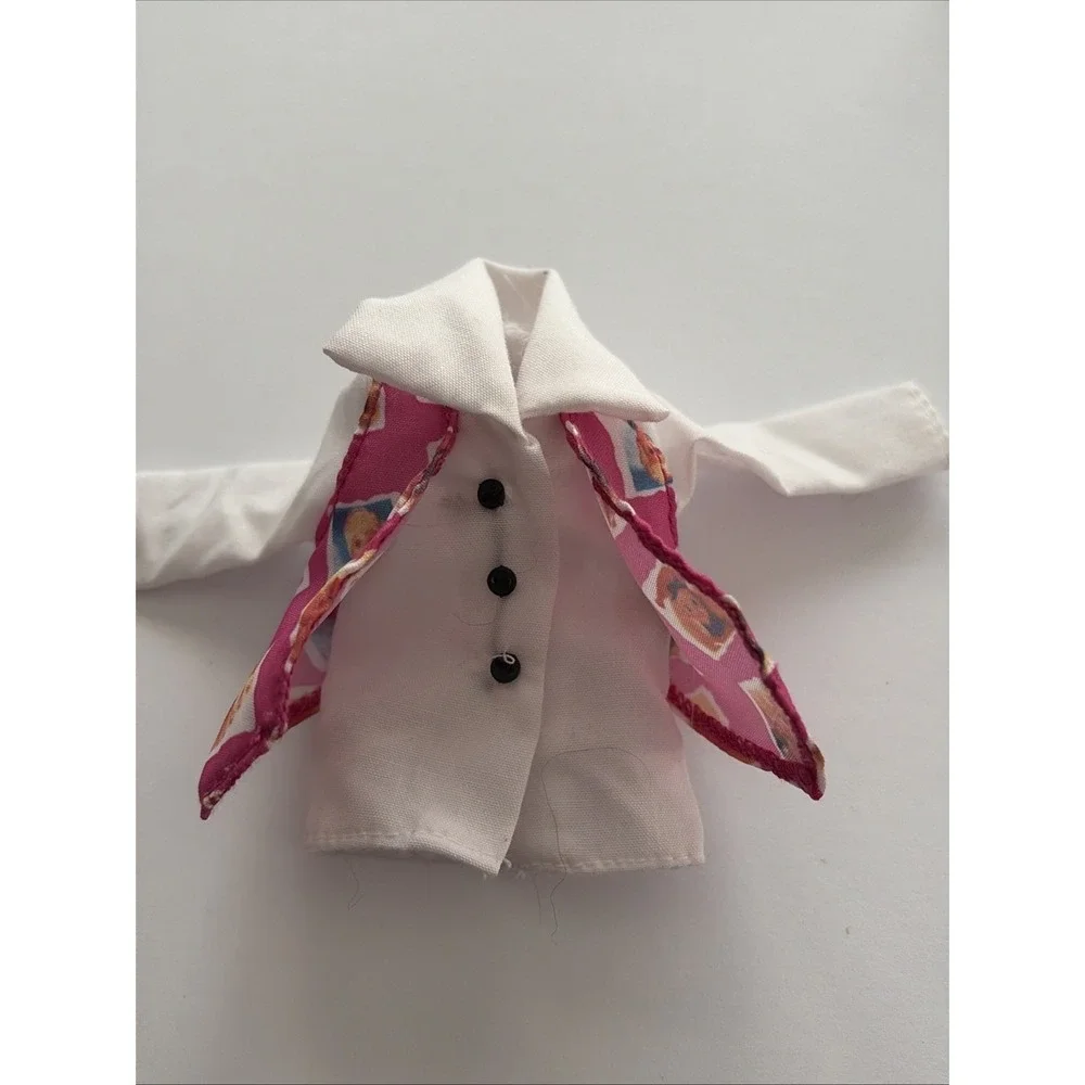 BARBIE SKIPPER TOP SHIRT PHONE FUN 1995‎ SKIPPER WHITE & PINK DOLL CLOTHES